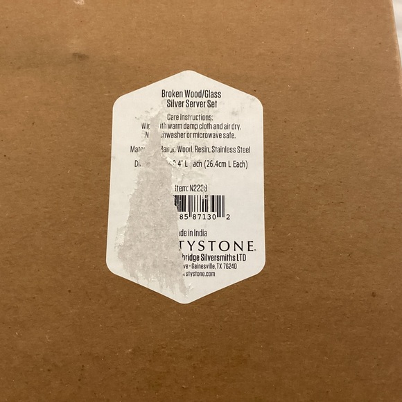 Thirsty Stone Broken Wood/Glass silver serving set.made in India. - Picture 8 of 10